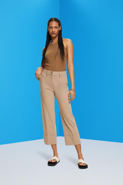 Cropped twill trousers