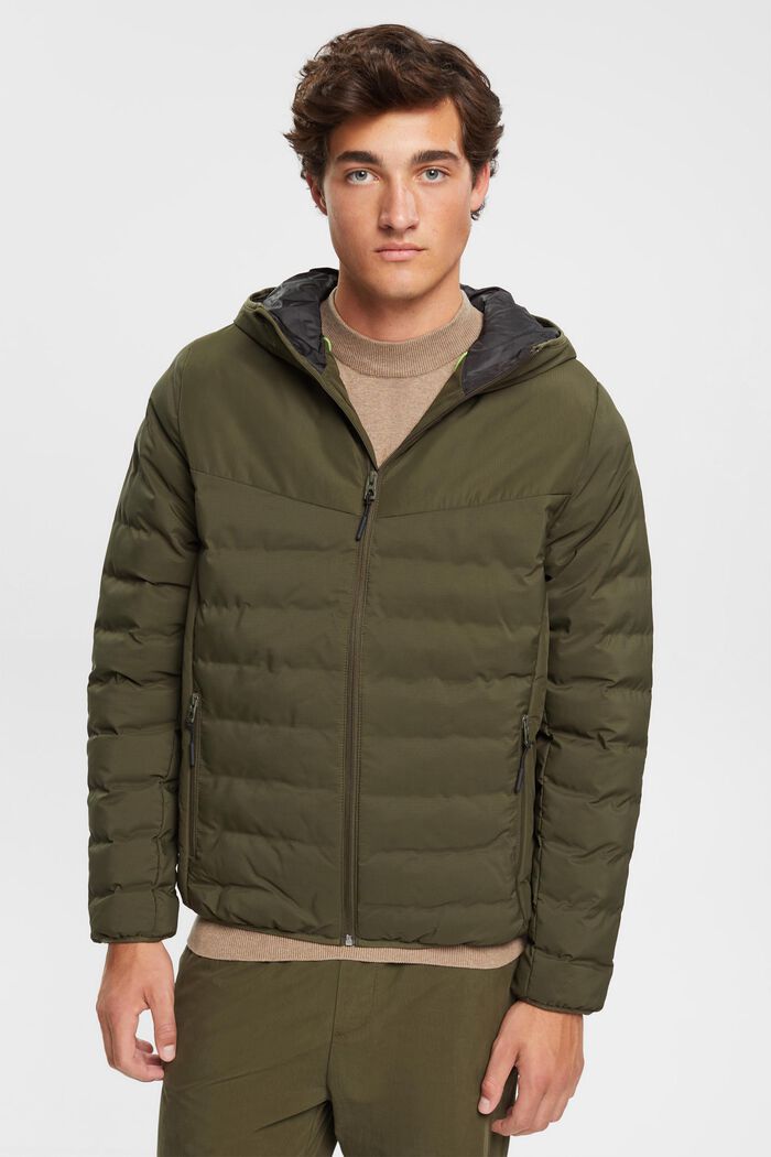 Quilted jacket with hood, DARK KHAKI, detail image number 0