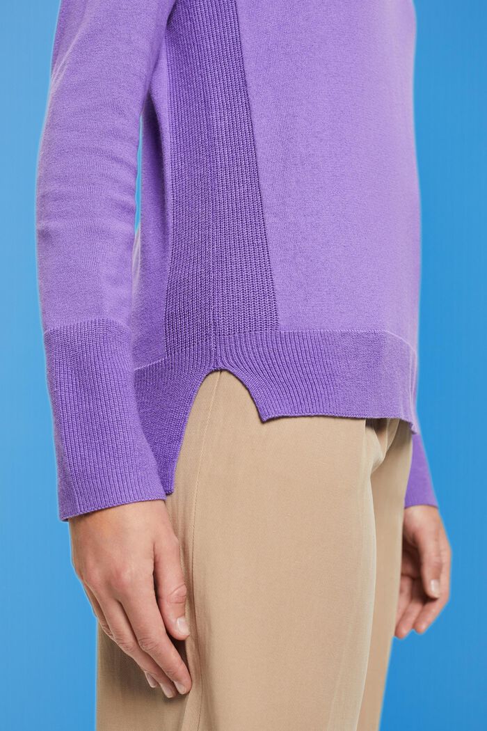 Light knit jumper with high-low hem, PURPLE, detail image number 2