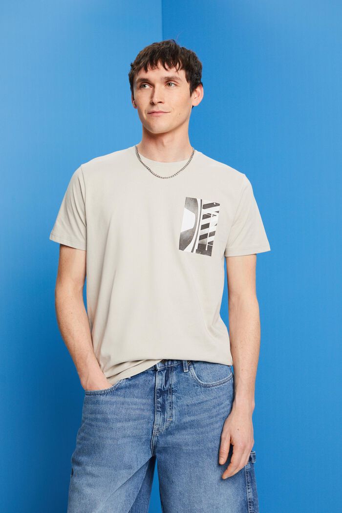 Crewneck t-shirt, 100% cotton, LIGHT GREY, detail image number 0