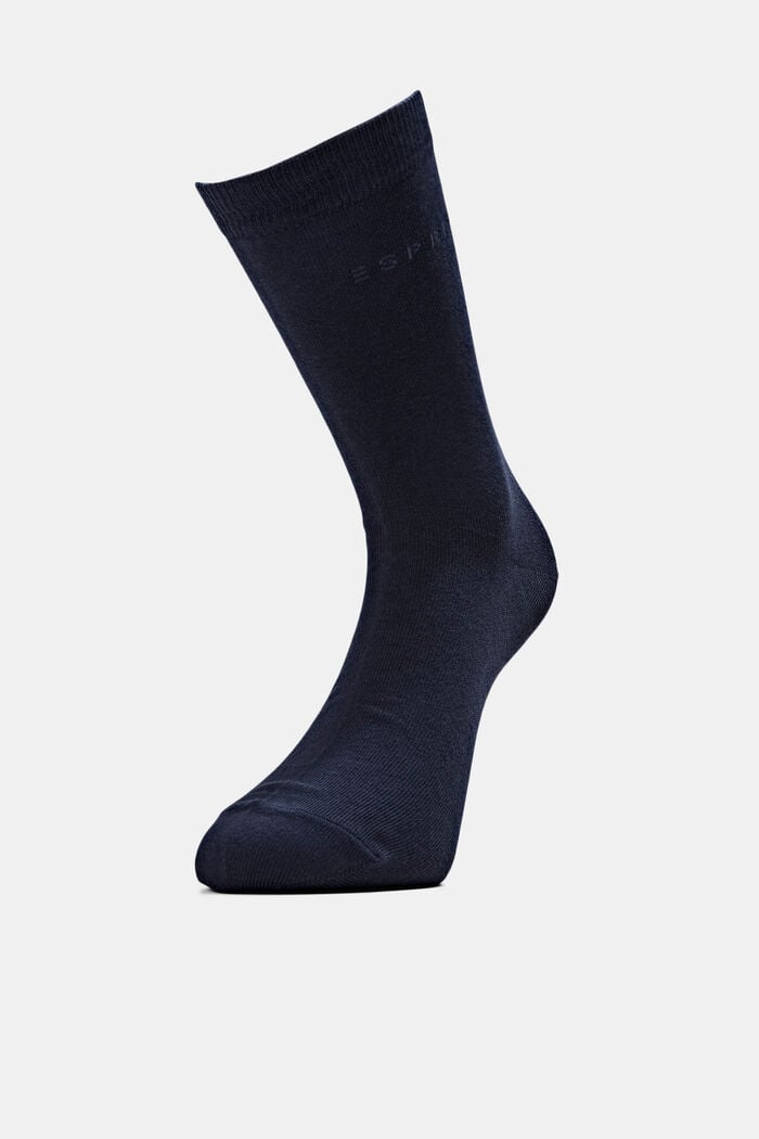2-pack of socks with knitted logo, organic cotton, MARINE, detail image number 0