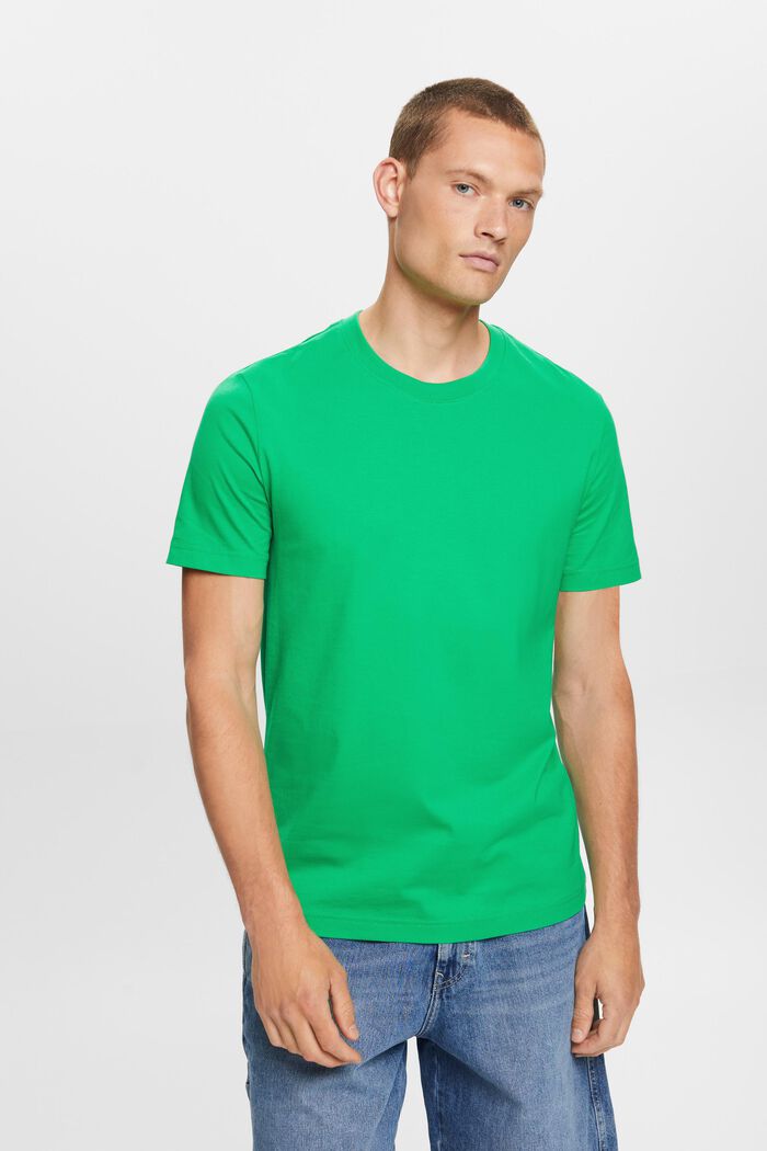 Pima Cotton-Jersey Crewneck T-Shirt, GREEN, detail image number 0