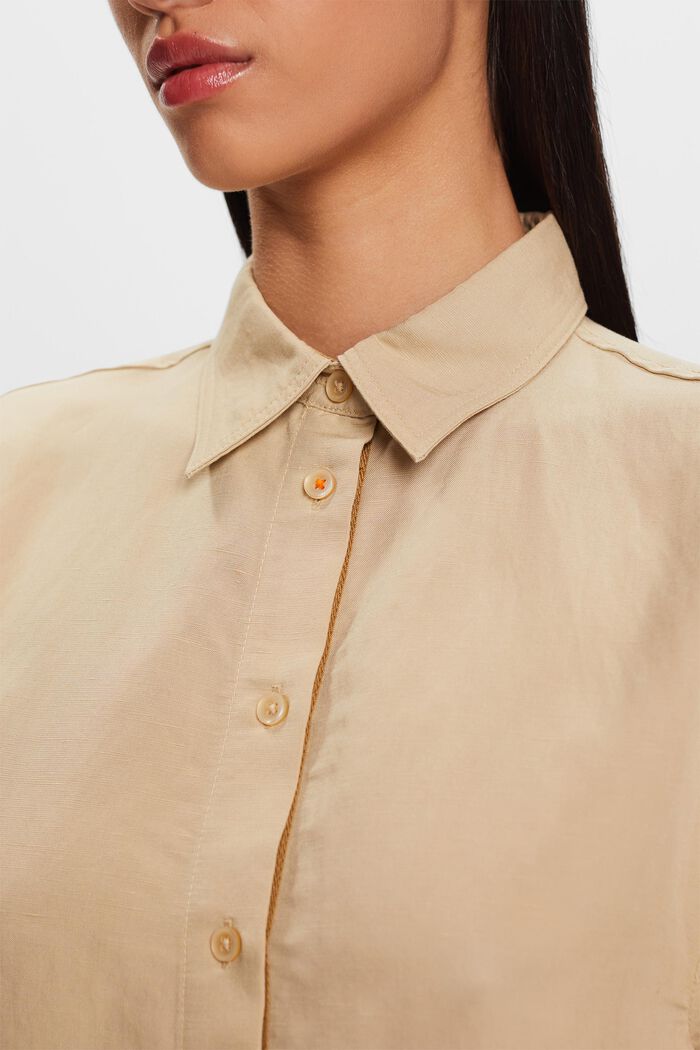 Cropped shirt blouse, linen blend, SAND, detail image number 2