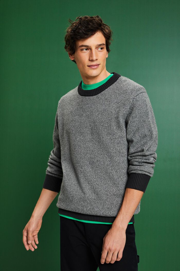Wool Blend Crewneck Sweater, MEDIUM GREY, detail image number 0
