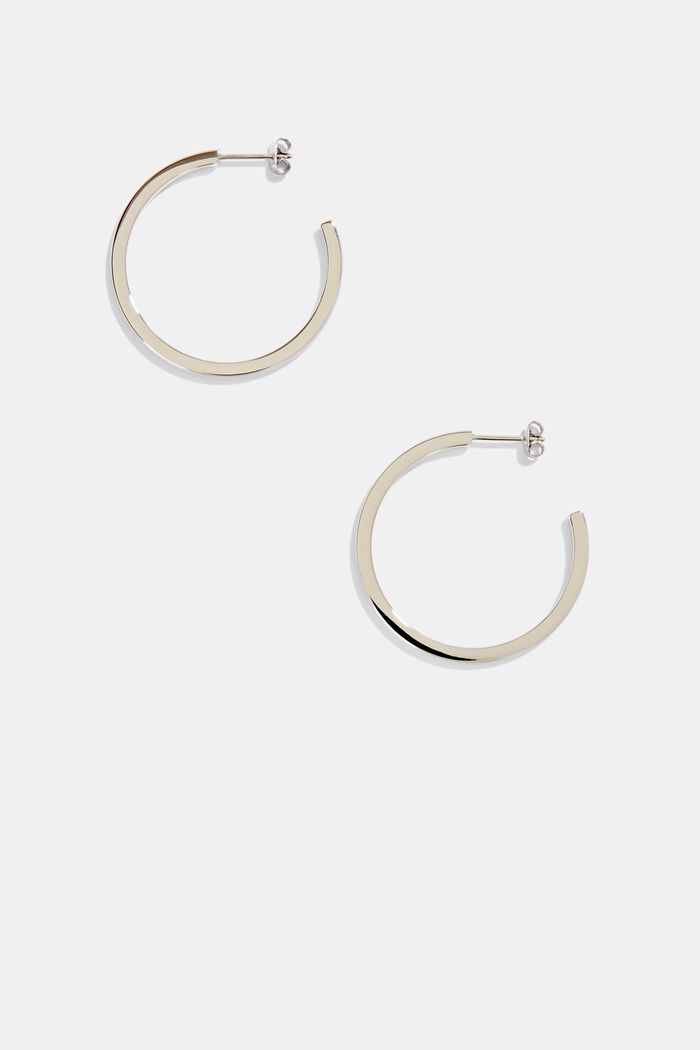 Stainless-steel hoop earrings, SILVER, detail image number 0
