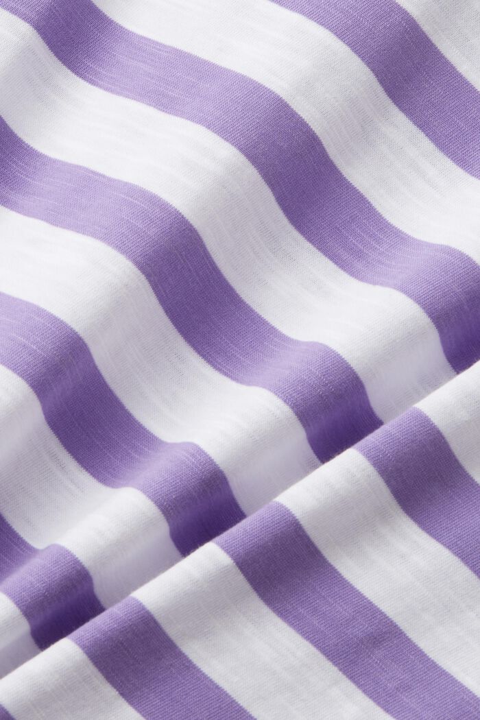 Striped v-neck cotton t-shirt, PURPLE, detail image number 5