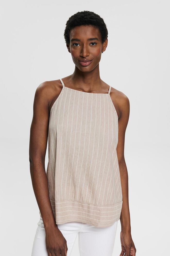 Strappy top with pinstripes and a button placket