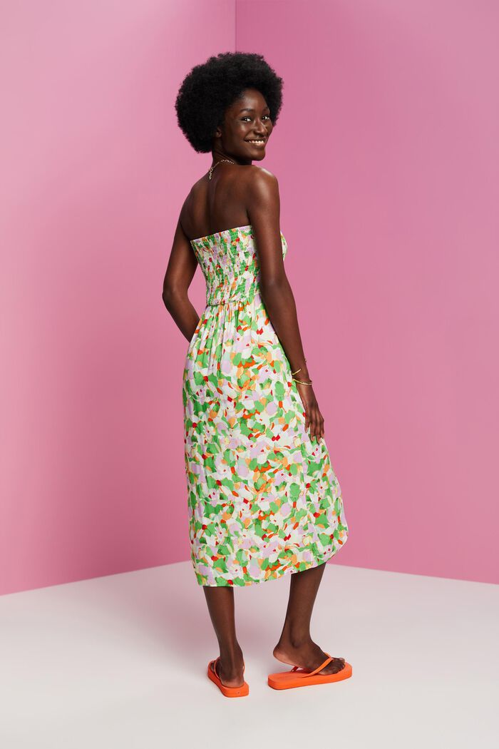 Smocked tube midi-dress, LENZING™ ECOVERO™, GREEN, detail image number 1