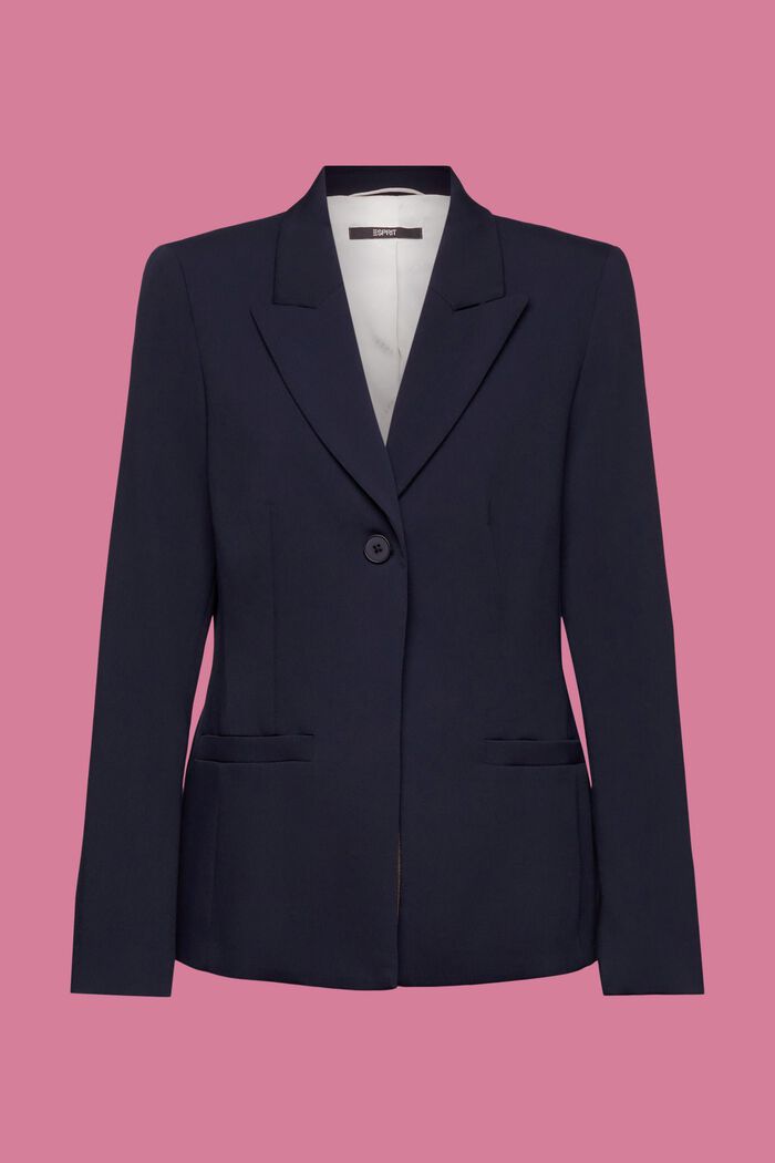 Single-breasted twill blazer, NAVY, detail image number 6
