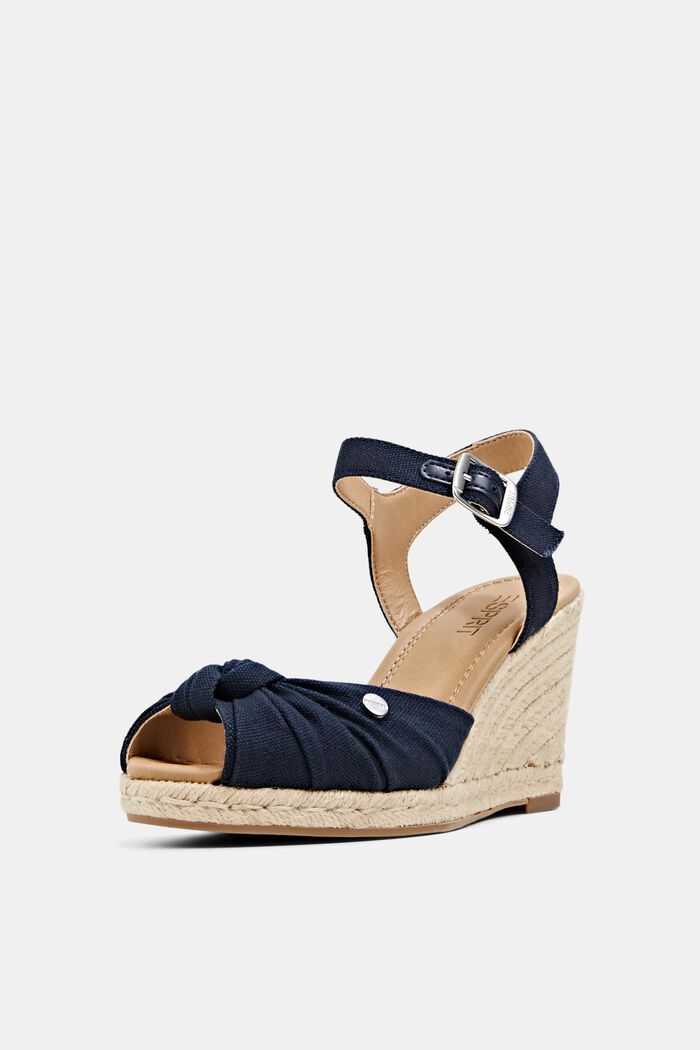 Wedge heel sandals with knot detail, NAVY, detail image number 2