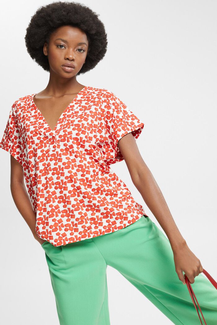 Patterned blouse, LENZING™ ECOVERO™, ORANGE RED, detail image number 2