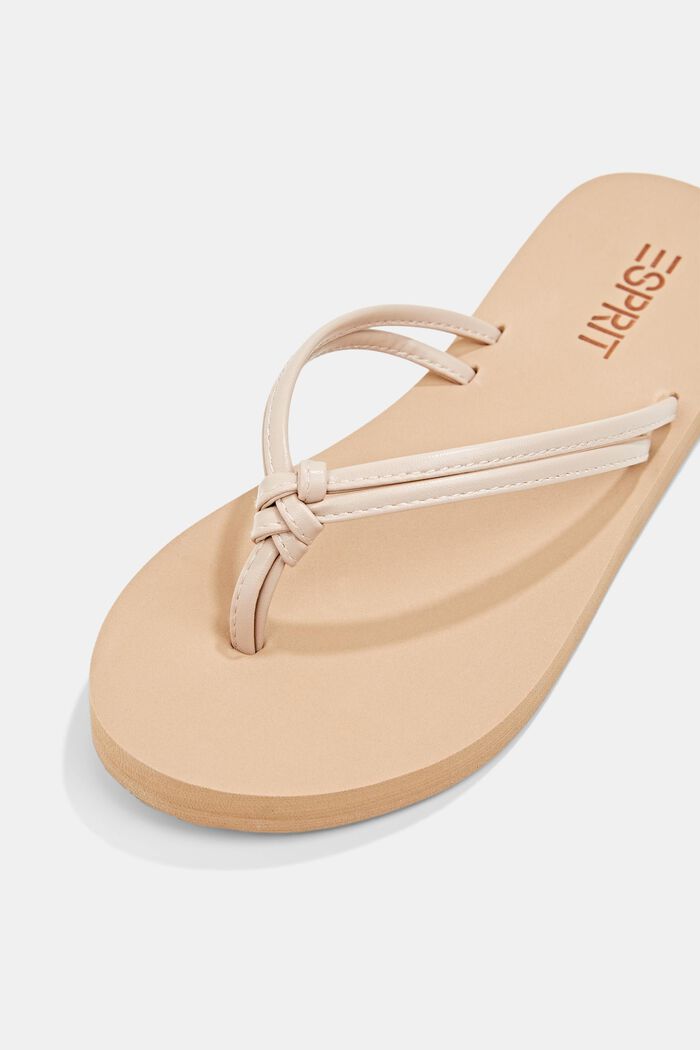 Slip slop sandals with faux leather straps, DUSTY NUDE, detail image number 3