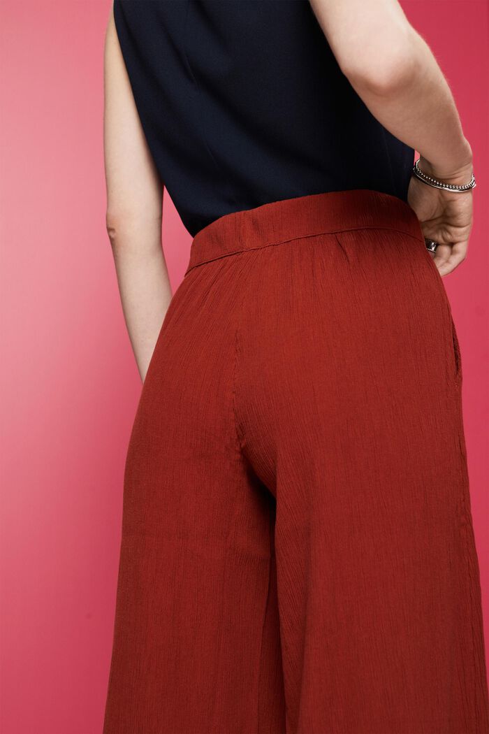 Crinkled wide leg pull-on trousers, TERRACOTTA, detail image number 4