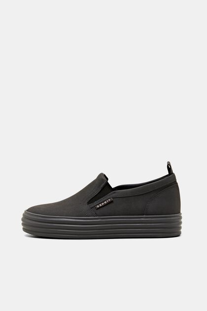 Faux leather slip-on trainers with platform sole