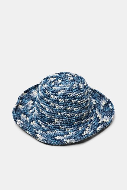 Marled-Effect Straw Bucket Hat