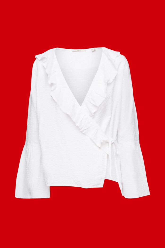 Wrap blouse with ruffles, WHITE, detail image number 5