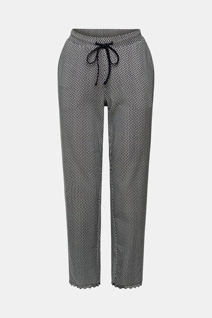 Printed jersey trousers with lace