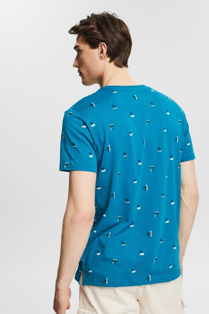 Jersey T-shirt with a palm motifs, TEAL BLUE, detail image number 3