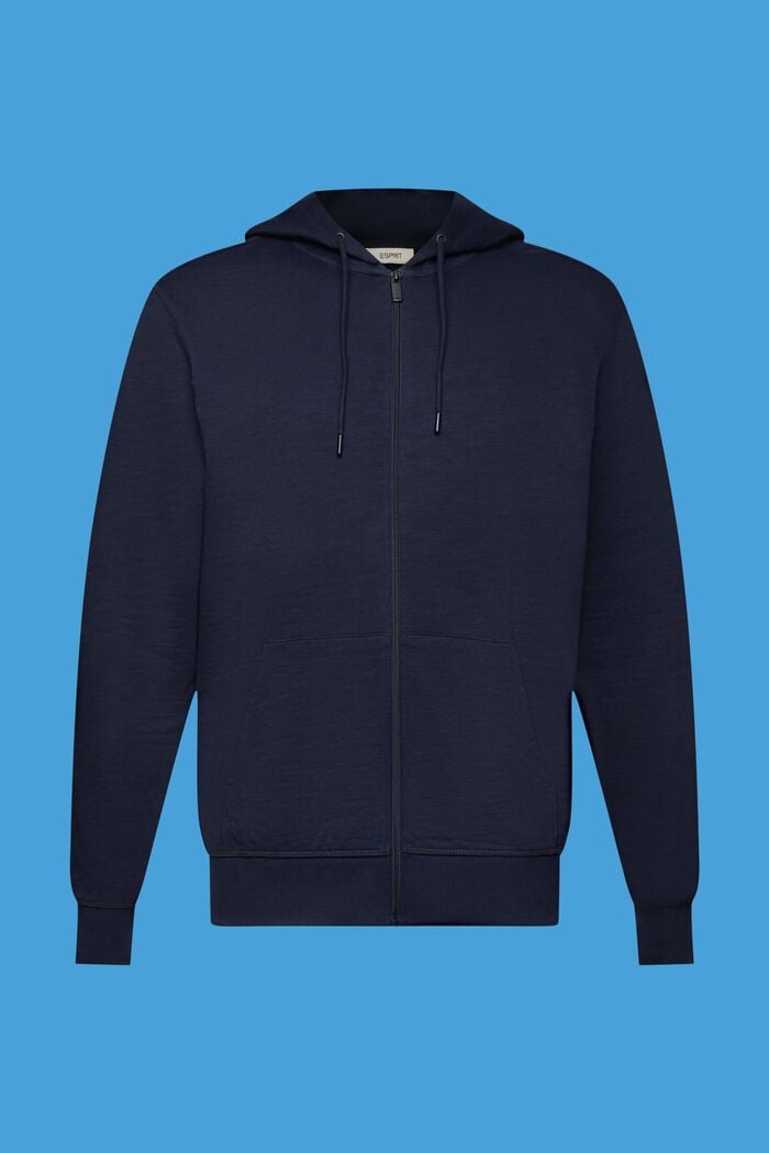 Zipper hoodie, 100% cotton, NAVY, detail image number 5