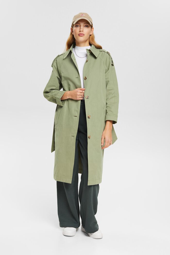 Trench coat with tie belt, LIGHT KHAKI, detail image number 5