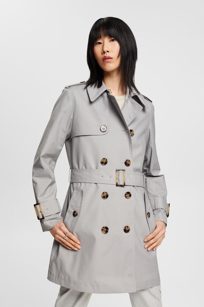 Double-breasted trench coat, MEDIUM GREY, detail image number 0
