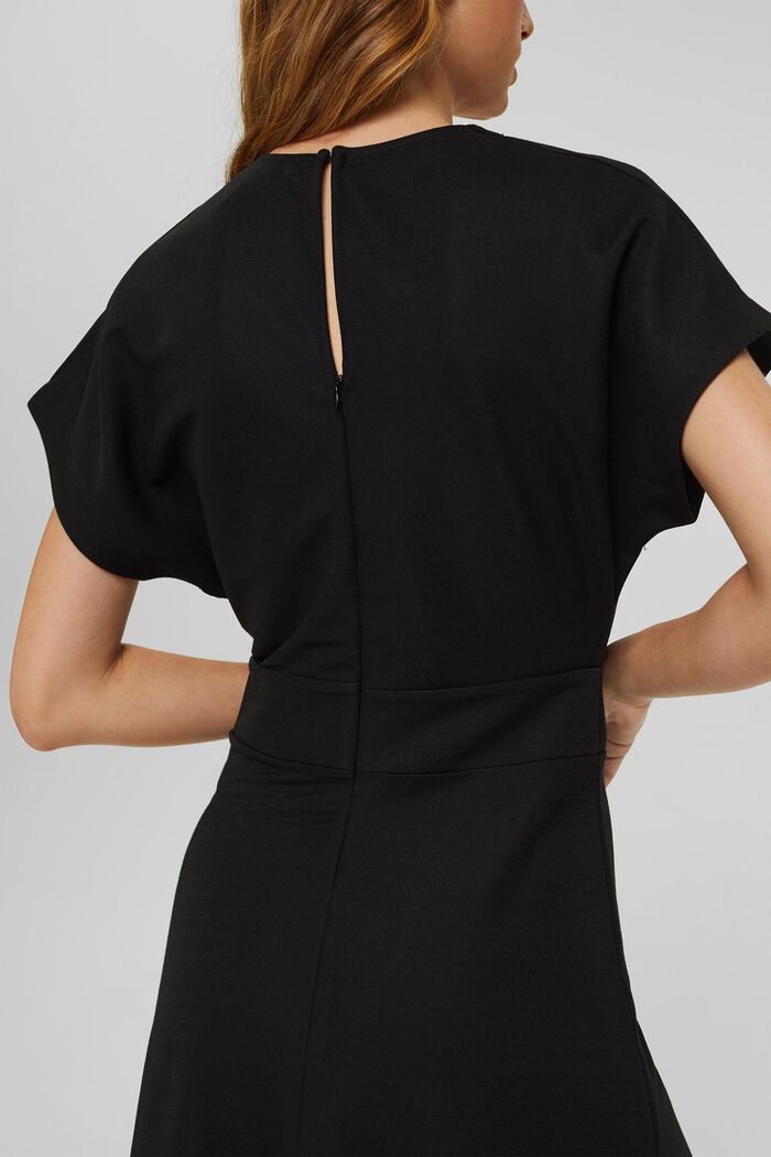 Wrap-effect flared midi dress in jersey, BLACK, detail image number 5