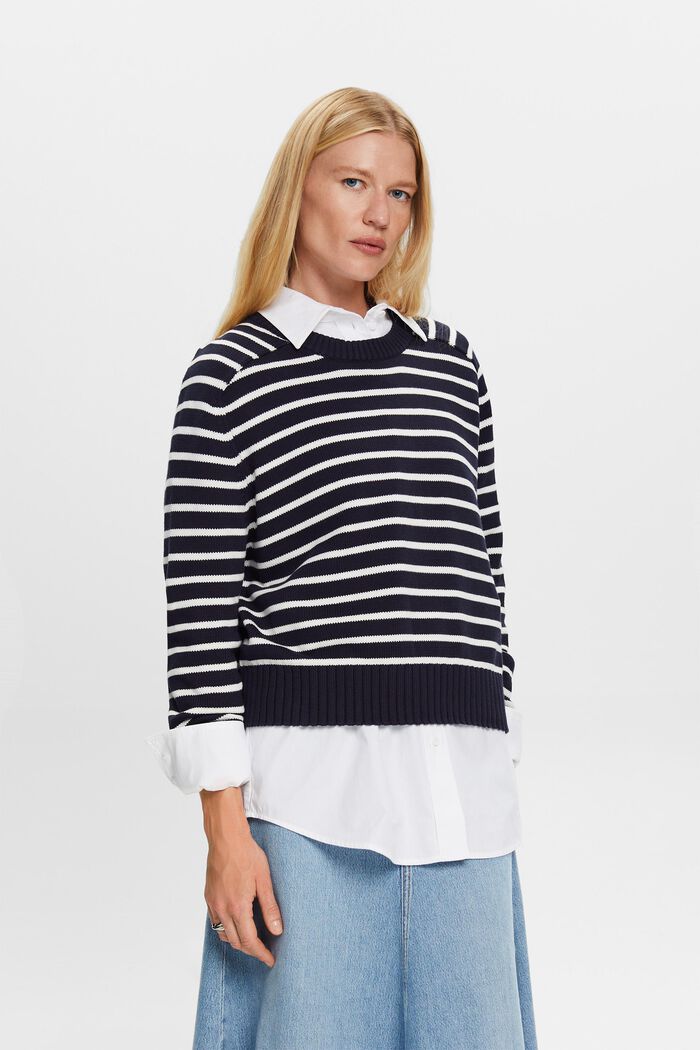 Striped jumpers, 100% cotton, NAVY, detail image number 0