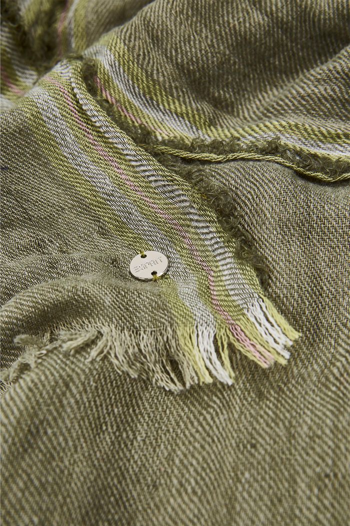 Blended linen scarf, LIGHT KHAKI, detail image number 1
