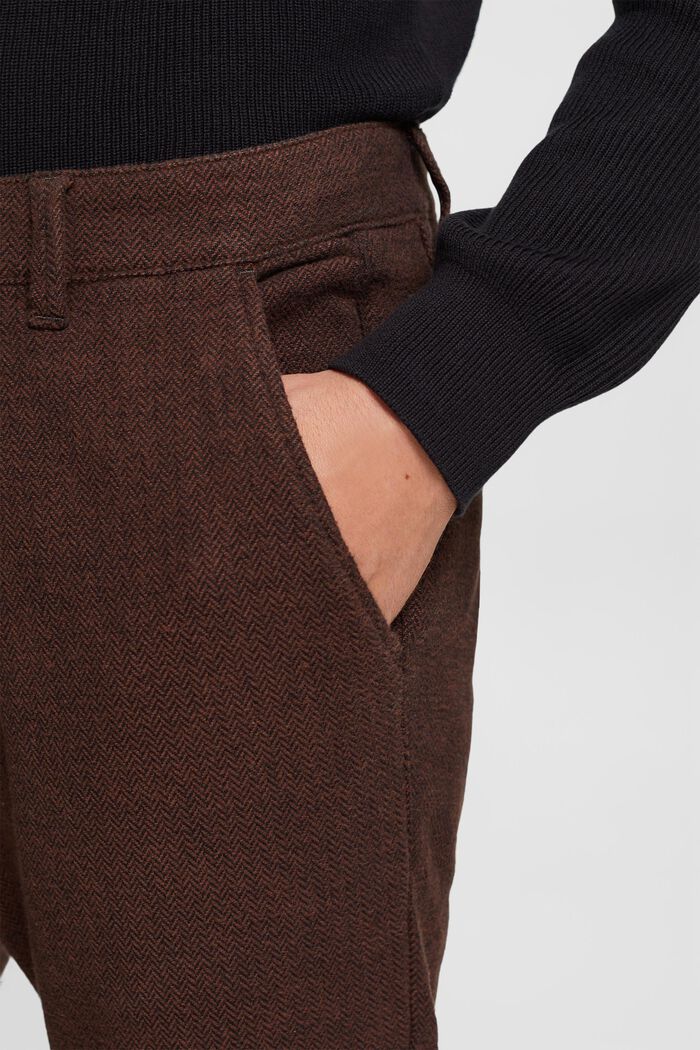 Slim fit herringbone trousers, DARK BROWN, detail image number 0