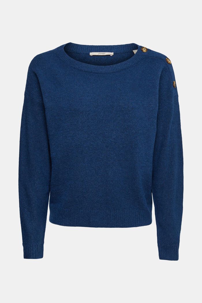 With wool: jumper with buttons, NEW PETROL BLUE, detail image number 2