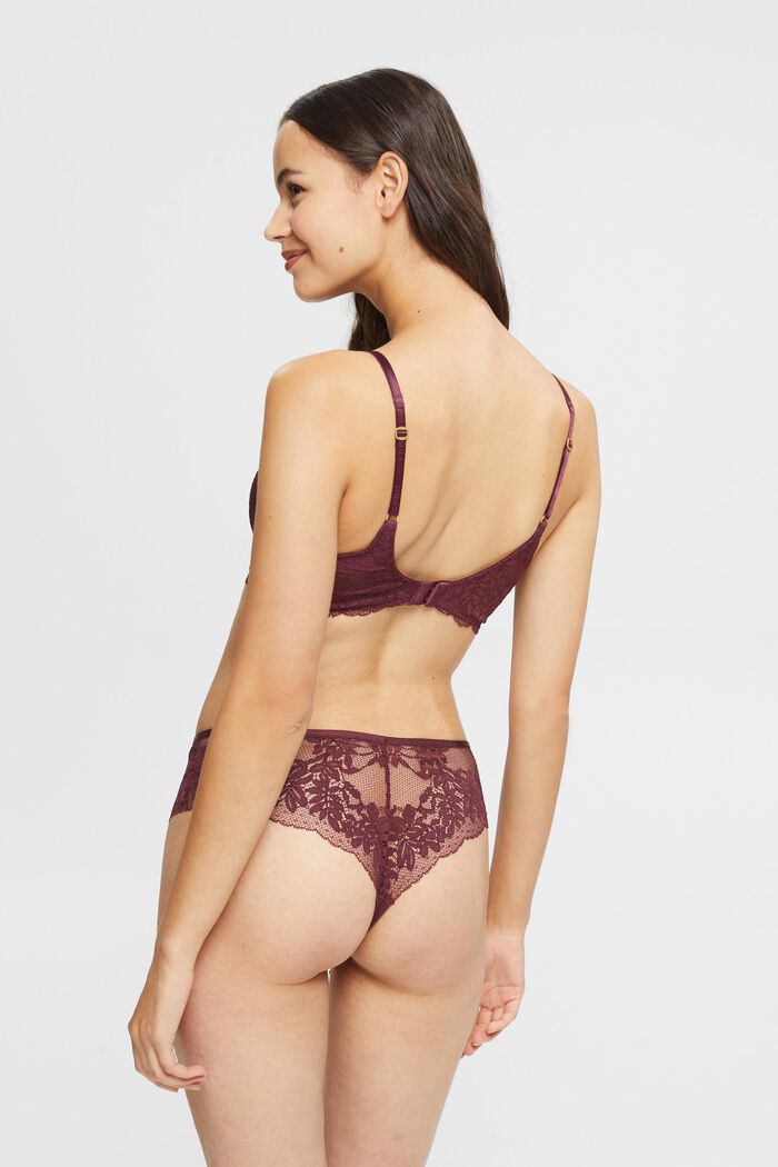 Recycled: briefs with lace, BORDEAUX RED, detail image number 1