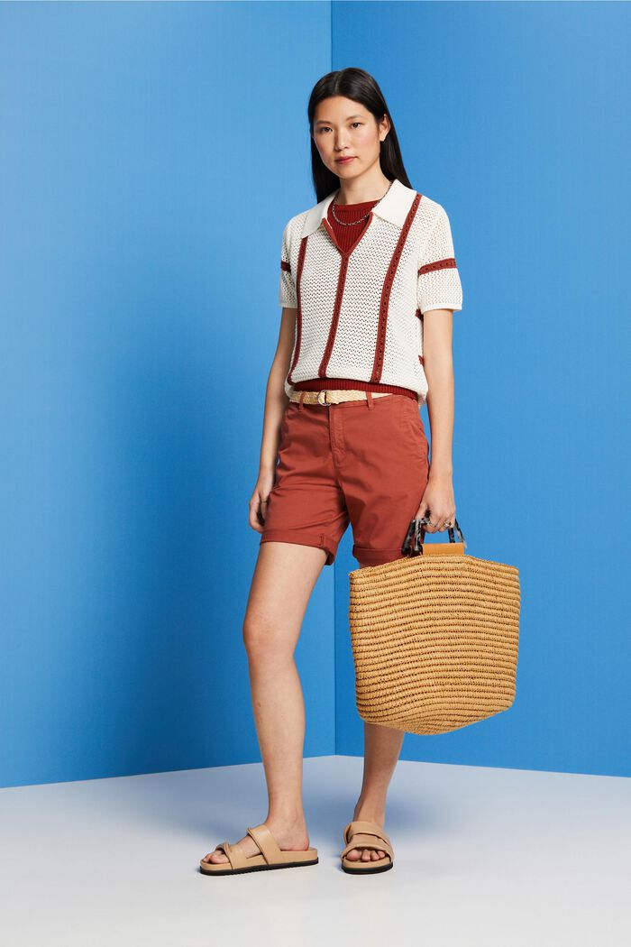 Shorts with braided raffia belt, TERRACOTTA, detail image number 1