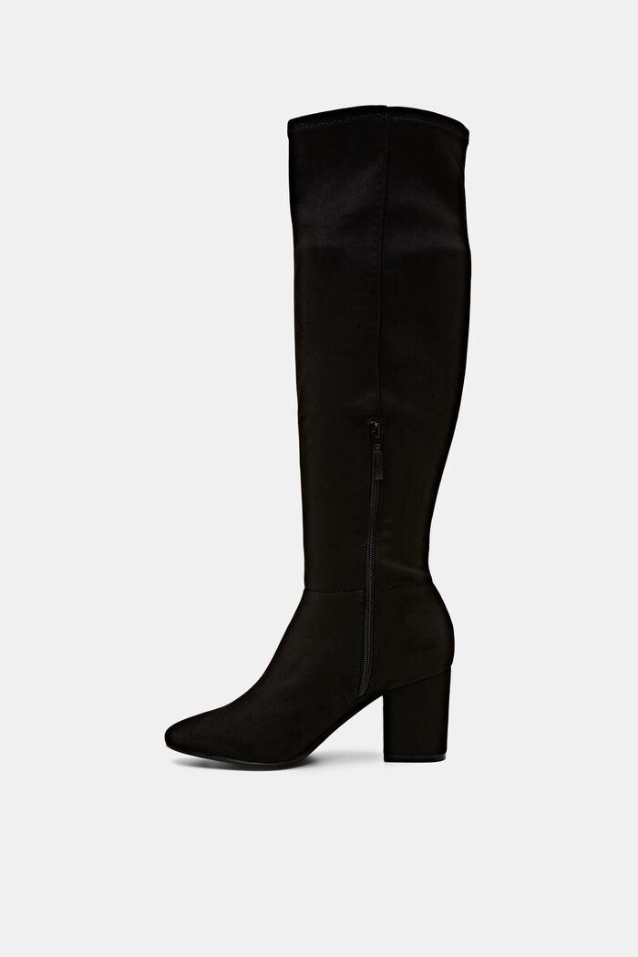 Knee-high faux suede boots, BLACK, detail image number 0
