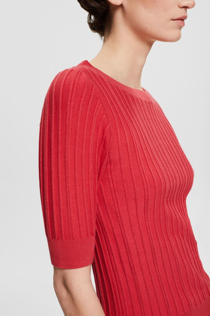 T-shirt with ribbed texture, RED, detail image number 0