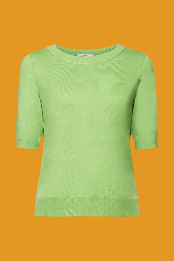 Short sleeve jumper, cotton blend, GREEN, detail image number 6