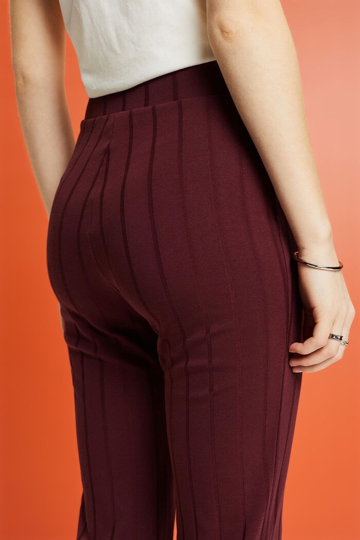 Ribbed Jersey Flared Pants, BORDEAUX RED, detail image number 4