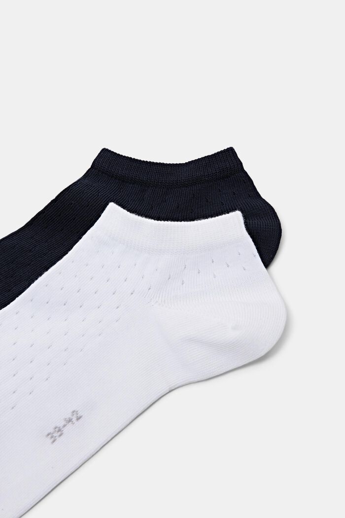 2-pack eyelet embroidered sneaker socks, BLACK/WHITE, detail image number 2