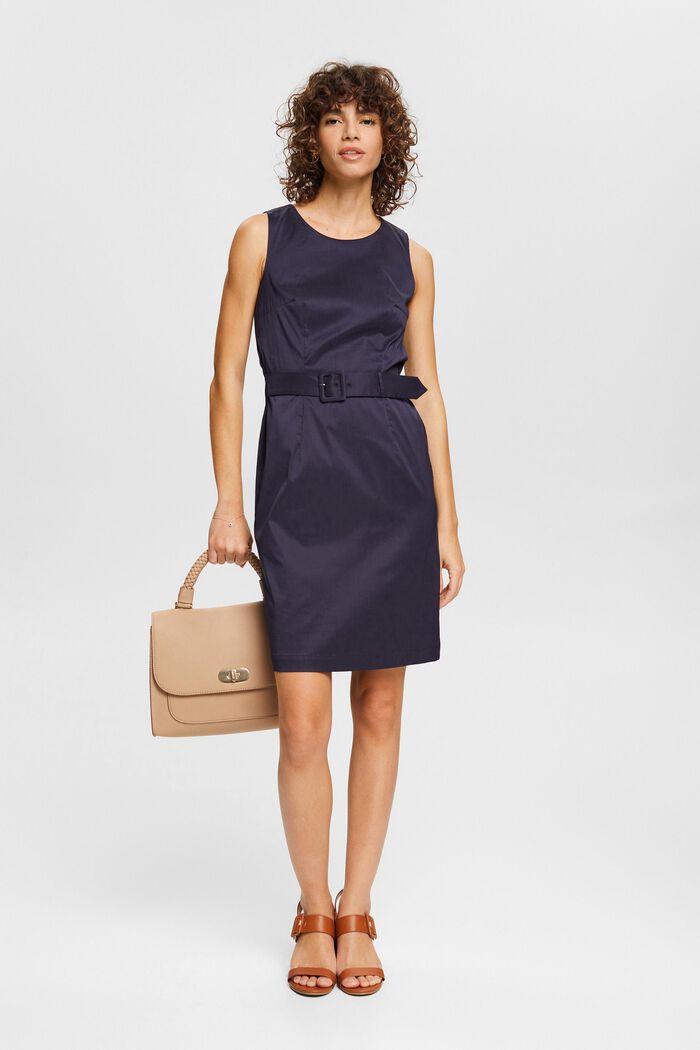 Dress with a fixed cinch belt, NAVY, detail image number 1