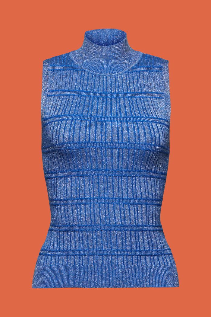 Lamé Mockneck Sleeveless Sweater, BRIGHT BLUE, detail image number 5