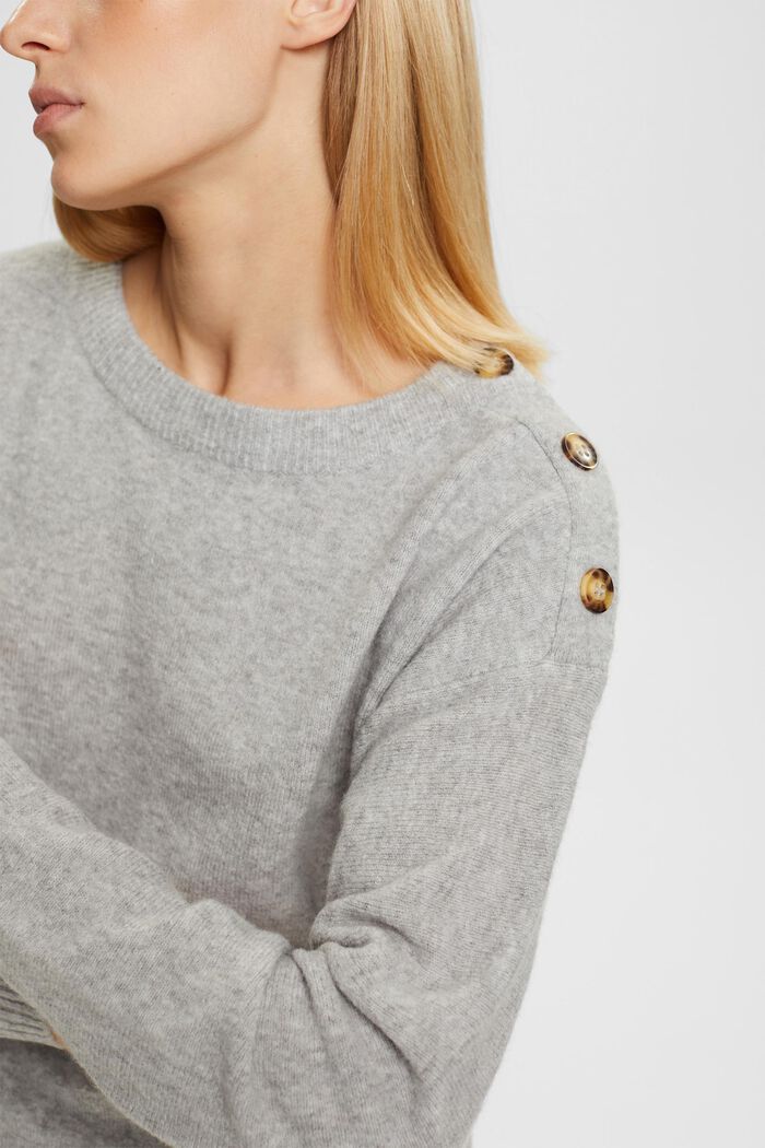 With wool: jumper with buttons, LIGHT GREY, detail image number 0