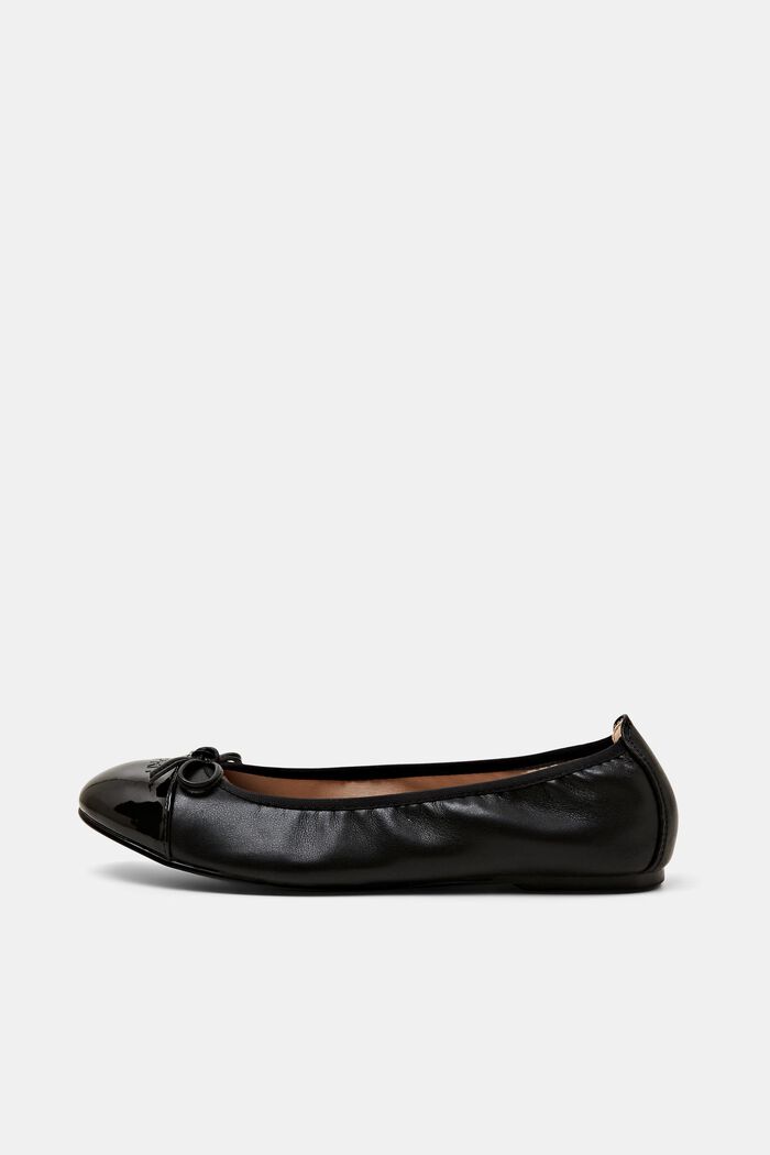 Faux Leather Ballerinas, BLACK, detail image number 0