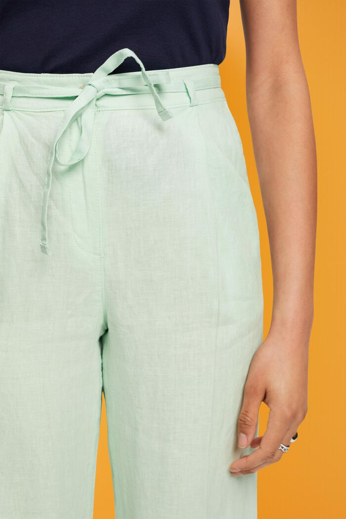 Wide Leg Linen Pants, PASTEL GREEN, detail image number 2