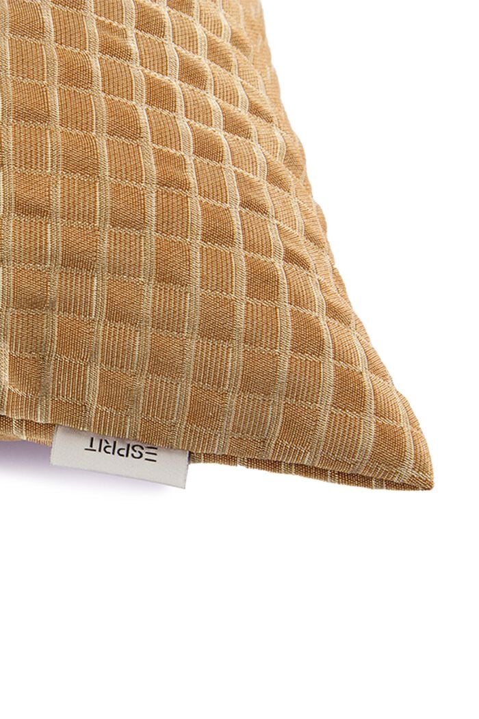 Recycled: Cushion cover with a 3D check pattern, CURRY, detail image number 1