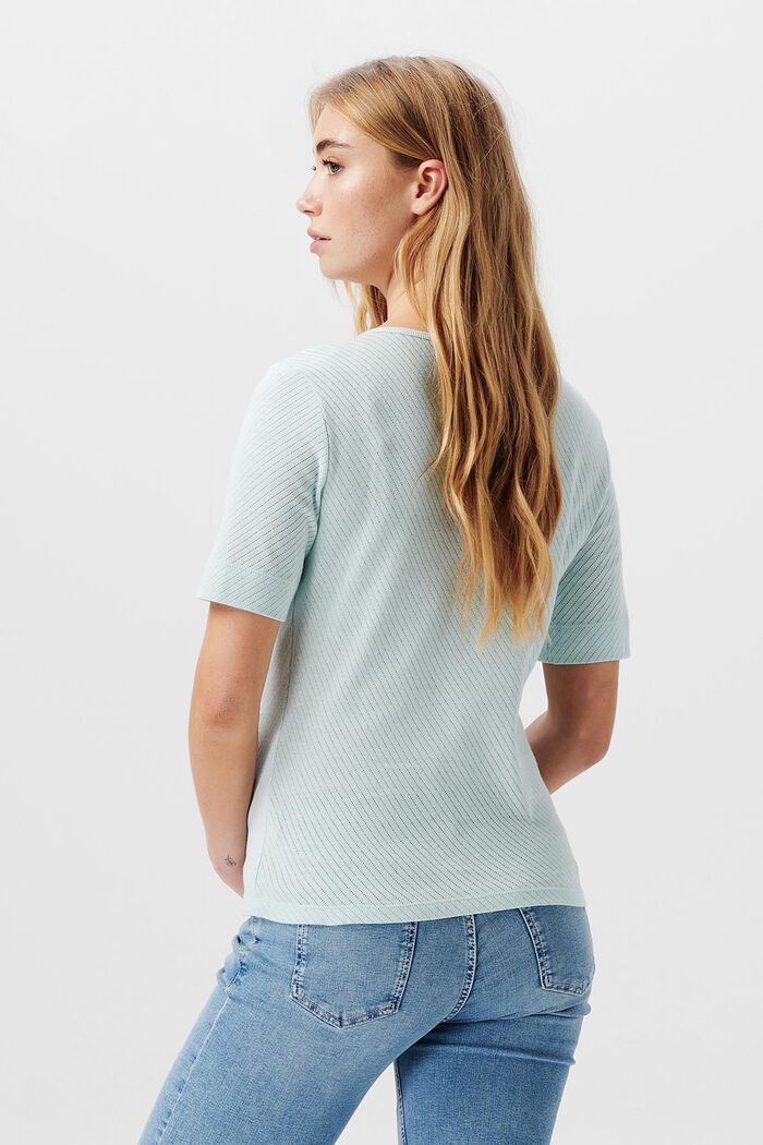 Pointelle t-shirt, organic cotton, PASTEL BLUE, detail image number 1