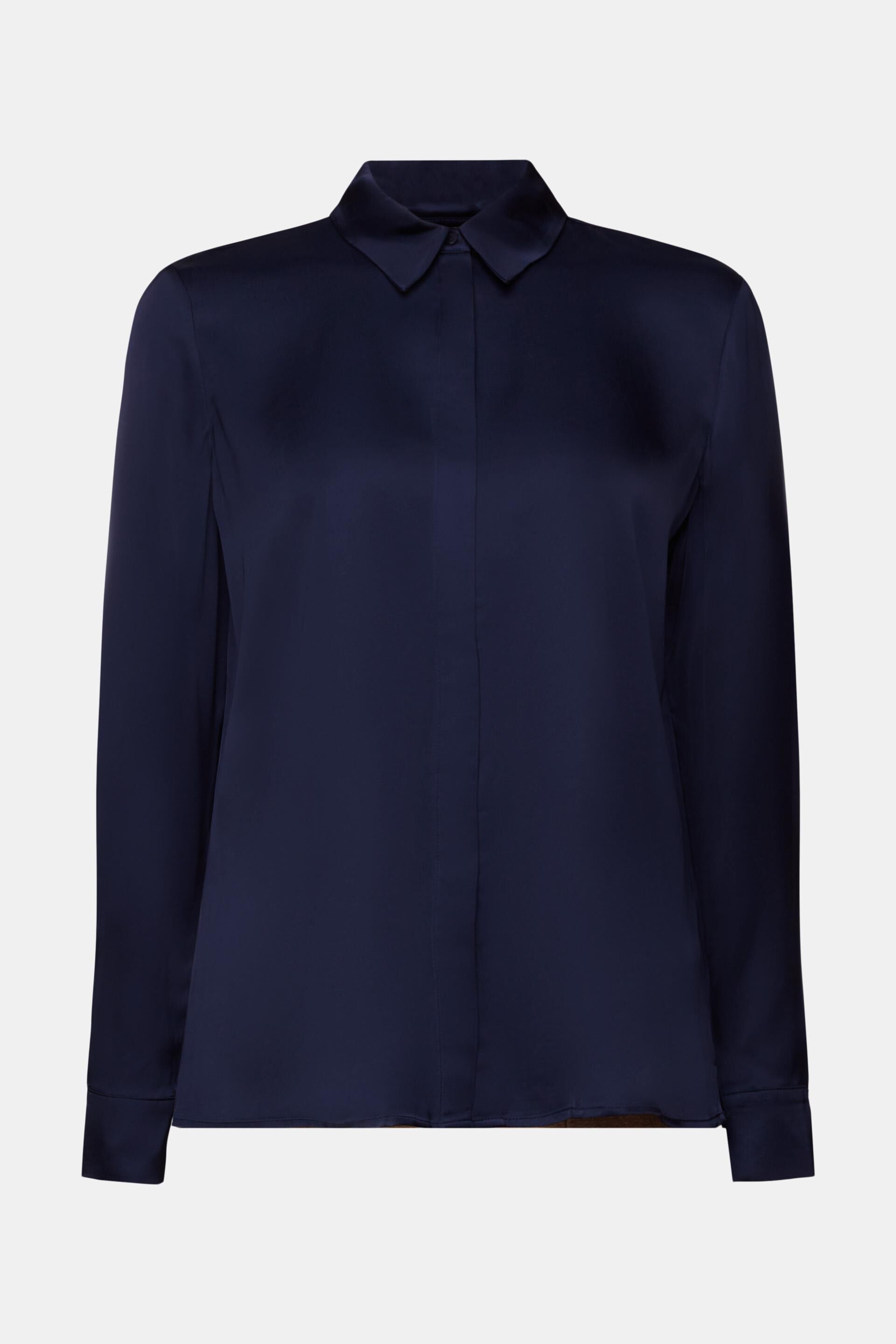 Esprit Collection エスプリ LONGSLEEVE MIT KNOPFLEISTE - Button-down blouse -  navy レディース