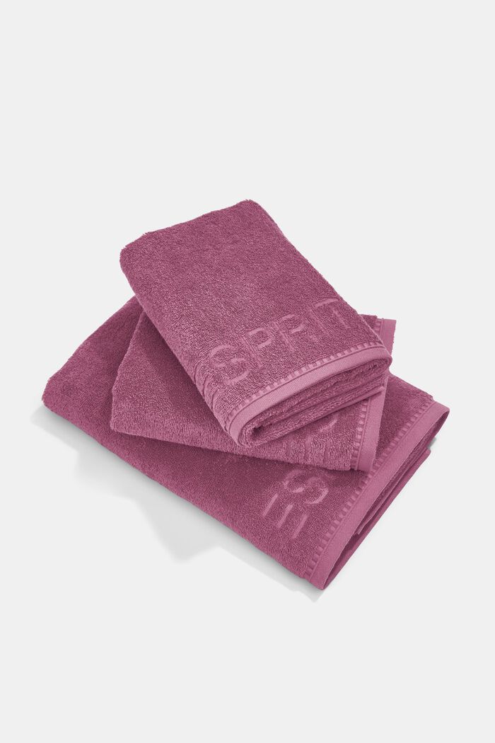 Containing TENCEL™: triple pack of terrycloth towels, BLACKBERRY, overview