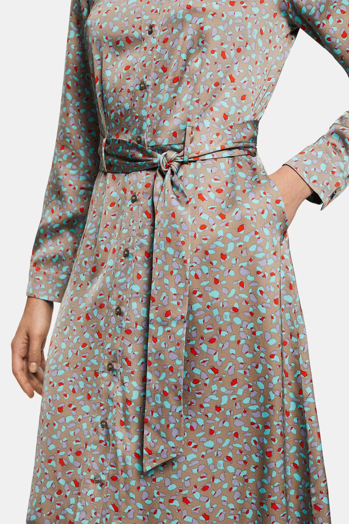 Printed Satin Midi Dress, LIGHT TAUPE, detail image number 3