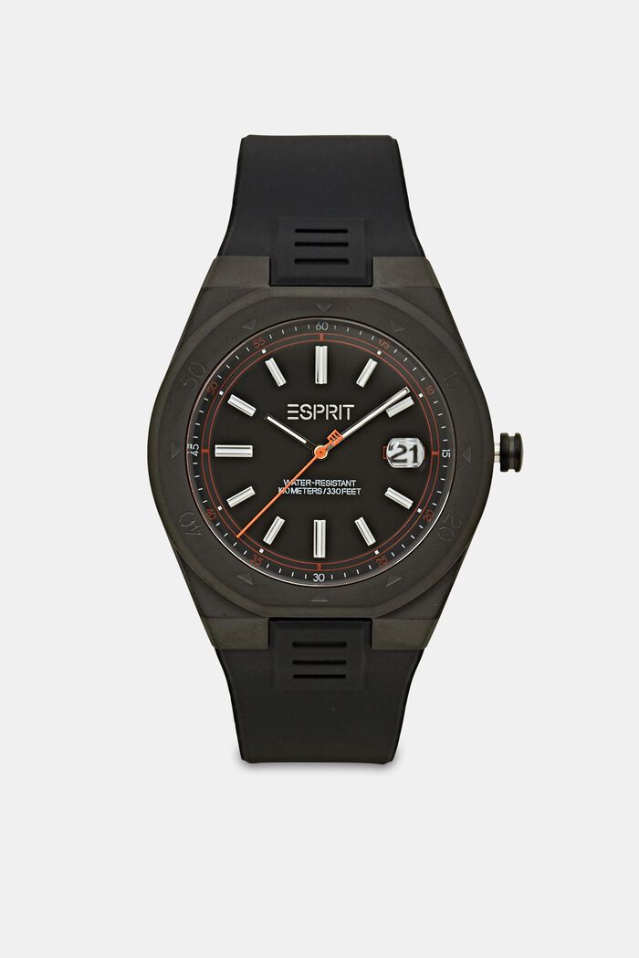 Watch with a silicone strap, BLACK, detail image number 0