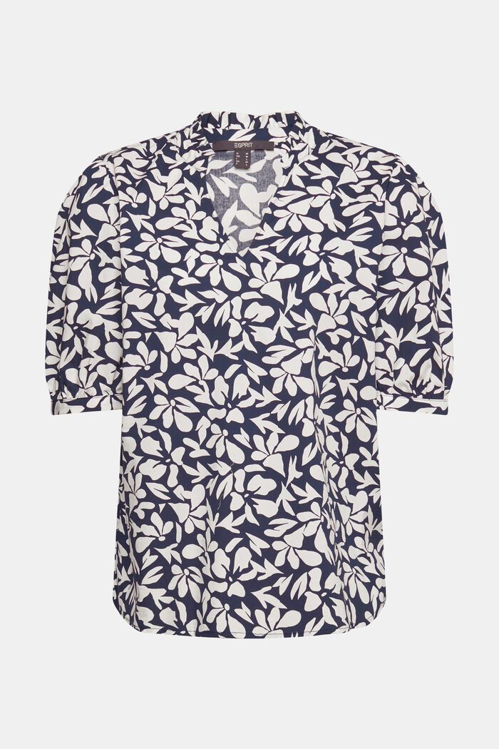 Cotton blouse with a print, NAVY, detail image number 4