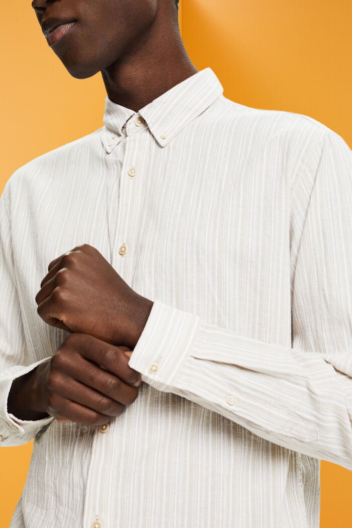 Striped shirt with linen, DUSTY GREEN, detail image number 2